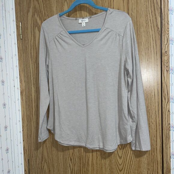 Style & Co Blouse Women's Medium Gray Round Neck Long Sleeve Boho  Minimalist PL - Picture 1 of 7